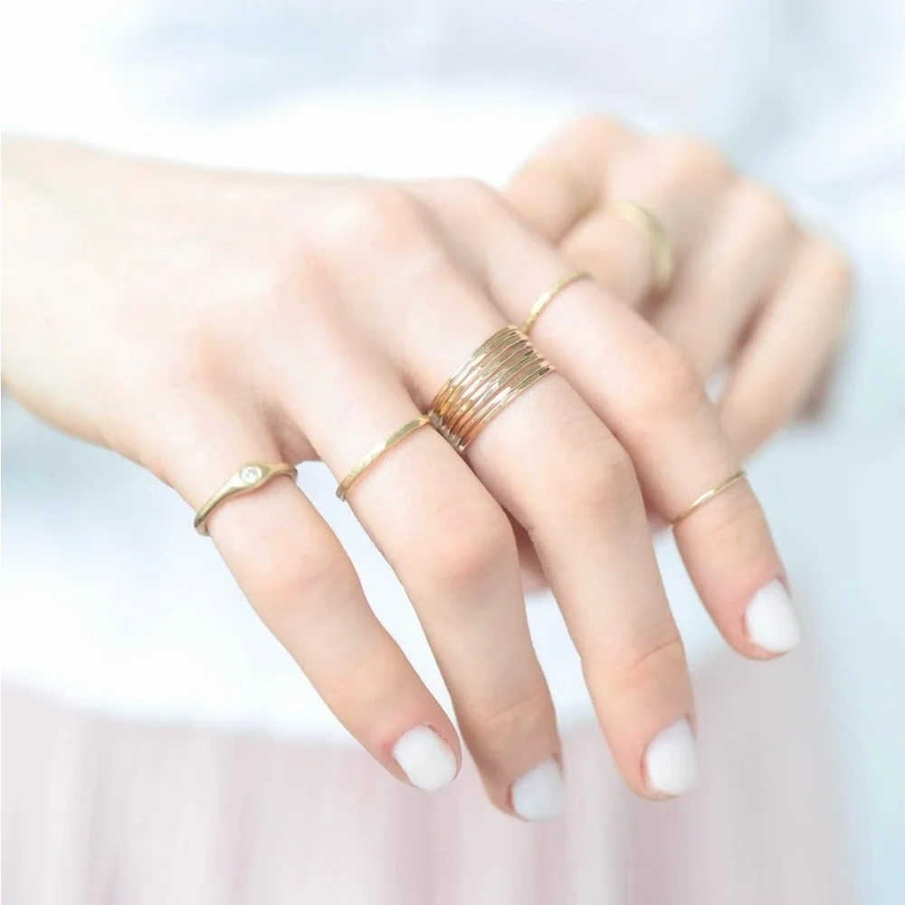 Melissa Joy Manning 14k Gold Stacking Rings - Set of 8 Rings
